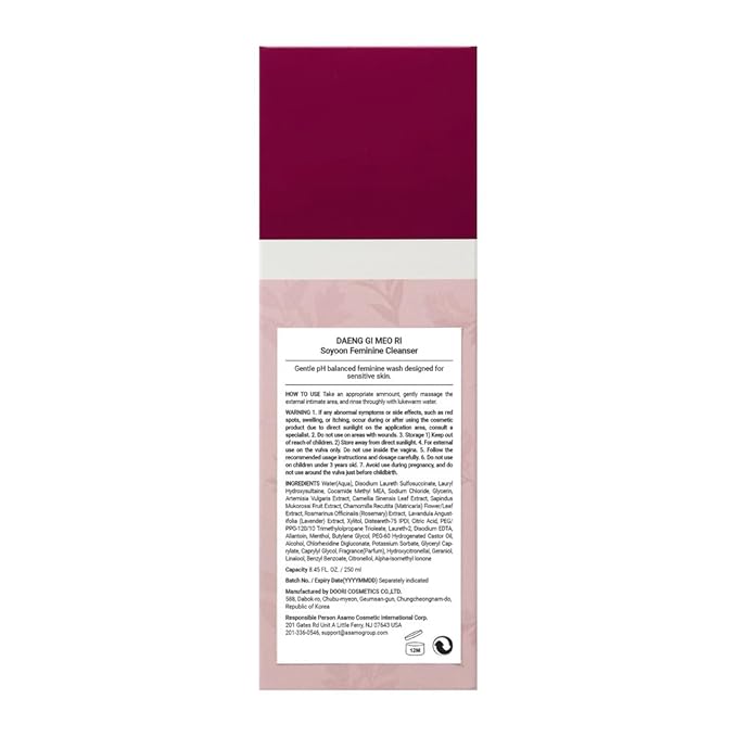 Daeng Gi Meori - Soyoon Feminine Cleanser - K-Beauty Gentle Wash for Sensitive Skin, pH Balanced Intimate Cleansing, Natural Formula, Odor Control - 250ml / 8.45 FL. OZ.