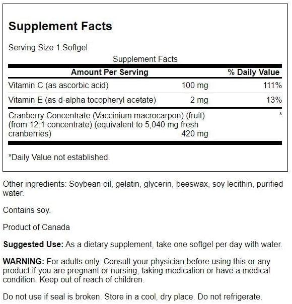 Swanson Super Strength Cranberry Whole Fruit Concentrate 420 Milligrams 60 Sgels (Pack of 2)