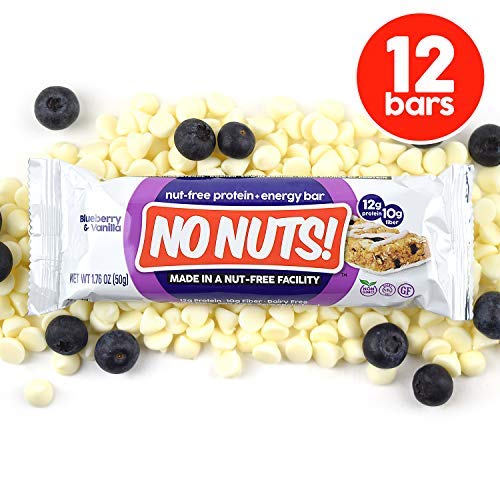No Nuts! Blueberry & Vanilla Protein Bars – Nut-Free & School-Safe | 12g Plant Protein, Vegan, Gluten-Free, Non-GMO, Organic, Kosher | 12 Count