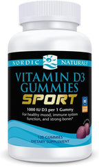 Nordic Naturals Vitamin D3 Gummies Sport, Wild Berry - 120 Gummies - 1000 IU Vitamin D3 - NSF Certified - Healthy Bones, Mood & Immune System Function - Non-GMO - 120 Servings