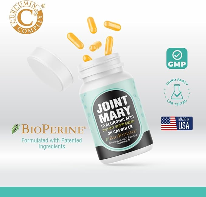 Hyaluronic Acid Supplement– Advanced Joint Support with Hydrolyzed Collagen, Turmeric, Glucosamine, MSM, Vitamin C – 30 Capsules
