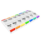 EZY DOSE Push Button (7-Day) Pill Case, Medicine Planner, Vitamin Organizer, 2 Times a Day, AM/PM Container, X-Large Compartments, Arthritis Friendly, Easy to Use, Clear Lids, Rainbow, BPA Free