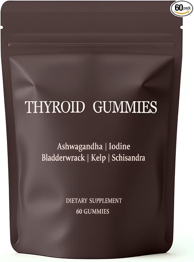 Thyroid Gummies for Women, Selenium Zinc Iodine L-Tyrosine Ashwagandha Gummies, Thyroid Bloom, Body Balance & Support - 60 Count