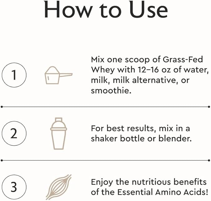 Alaya Naturals - Grass Fed Whey Protein Powder - Vanilla Flavor, All Natural, Hormone Free - 20g Protein per Serving - Non-GMO, rBGH Free, Gluten Free - Great Source of BCAA