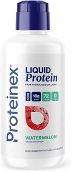 Proteinex Medical Grade Liquid Hydrolized Collagen Protein - Women and Men for Healthy Skin, Hair and Nails, Zero Sugars & Ready to Drink Protein Drink (30 Fl Oz, Watermelon)