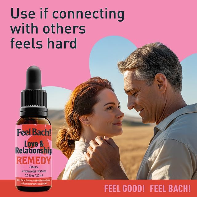 Feel Bach! Love & Relationship Remedy - Natural Homeopathic Flower Essences to Enhance Interpersonal Relations - Feel More Open - Vegan, Gluten & Sugar-Free, Non-Habit Forming, 20ml (0.7 fl oz)