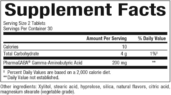 Natural Factors Pharma GABA - Dietary Supplement Supports Calm Sleep & Sleep Quality - Natural, Fast-Working Supplement Aids Focus & Brain Health - 60 Chewable Tablets (30 Servings)