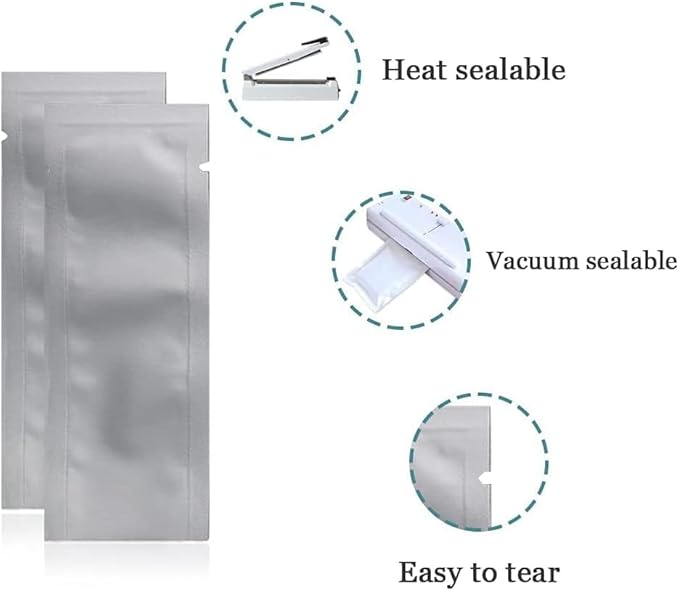 500 Pack 2.16x7.08 inch (Inside Size 1.76x6.68 inch) Heat Seal Sample Pouch Thickened Mylar Foil Bag for Toiletries Travel Packets Single Serving Coffee Powder Condiments Food Storage Containers