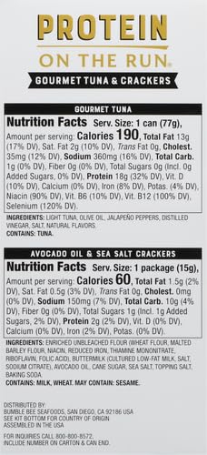 Bumble Bee Prime Protein on the Run Tuna Snack Kit - Gourmet Tuna Marinated in Olive Oil & Mild Jalapeno with Crackers and Serving Utensil - 20g of Protein Per Serving (Pack of 3), Easy Open Cans