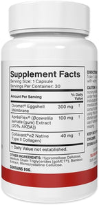Silver Fern Brand Joint Complex – Daily Joint Support with AprèsFlex Boswellia, Ovomet Eggshell Membrane & Type II Collagen – 120 Capsules, 30-Day Supply