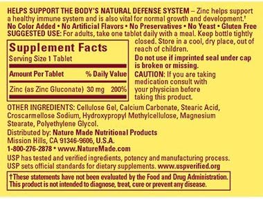 Nature Made Zinc 30 mg - 100 Tablets, Pack of 3