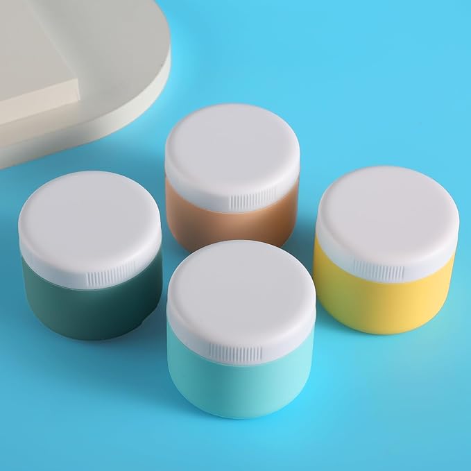 kuangre Travel Containers for Toiletries, Silicone Cream Jars BPA-Free, Leak-proof 3oz Travel Size Containers, Portable Size Silicone Jars with Lid for Cosmetic Face Hand Body Cream (4 Pack)