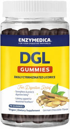 Enzymedica, DGL Stomach Relief, Deglycyrrhizinated Licorice Gummies for Digestive Support & Gut Health, Chocolate, 74 Count