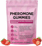 Pheromone Gummies for Women, Feminine Balance Gummies, Strawberry Flavor, Vegan, Gluten Free, Burgundy, 60 Gummies
