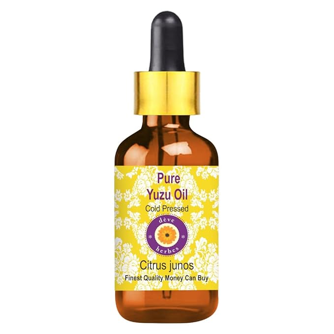 Deve Herbes Pure Yuzu Oil (Citrus Junos) with Glass Dropper Cold Pressed 5ml (0.16 oz)
