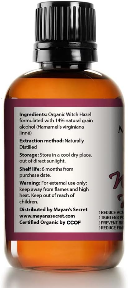 USDA Certified Organic Witch Hazel Toner by Mayan's Secret
