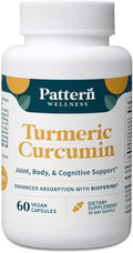 Pattern Wellness Turmeric Curcumin – 95% Curcuminoids with BioPerine® Black Pepper – Supports Joint, Cognitive & Immune Health – Non-GMO, Gluten Free – 60 Capsules
