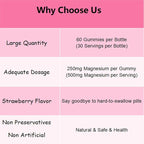 Magnesium Threonate Gummies,Magnesium Supplement,Strawberry Flavor,60Gummies,250mg Magnesium per Gummy,Muscle & Nerve Health,Stress Relief