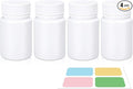 White Pill Bottle, Empty Medicine Bottles with Screw Caps for Pills Capsules Vitamins, Food Grade Plastic Medicine Containers with Labels for Travel (1.7oz/50ml, 4 Pcs)
