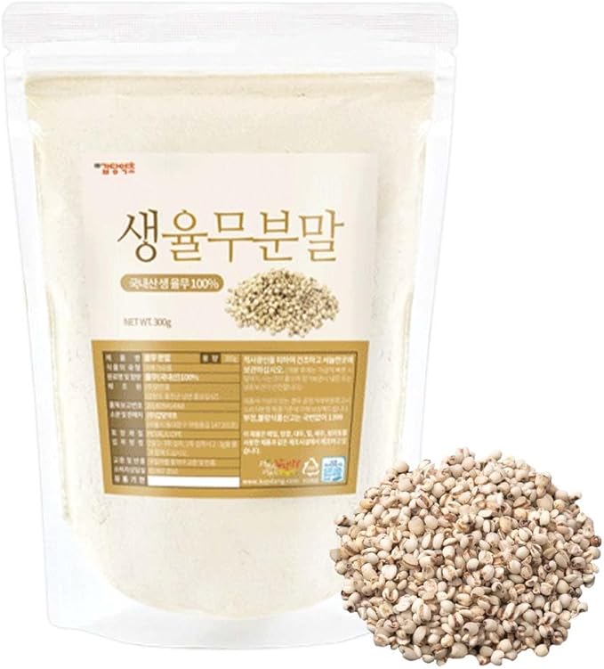 Korean Job's Tears Powder – 100% Roasted or Raw Yulmu from Korea, Finely Ground, No Additives, Plant-Based Ingredient for Smoothies, Porridge, and Cooking 생율무가루 (10.6 oz (300g), Raw Job's Tears)