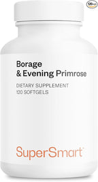 Supersmart - Borage & Evening Primrose (High Potency) - GLA Oil Gamma Linolenic Acid Cold Pressed - with Vitamin E, Borage Oil & Evening Primrose Oil Supplement | Non-GMO & Gluten Free - 120 Softgels