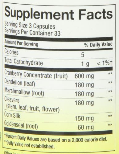 Nature's Way Premium Blend Urinary with Cranberry, 1,260 mg per Serving, 100 Caps (Pack of 2)