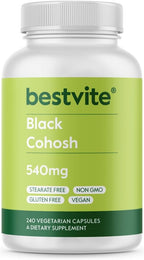 BESTVITE Black Cohosh 540mg (240 Vegetarian Capsules) - No Stearates - No Fillers - Vegan - Non GMO - Gluten Free