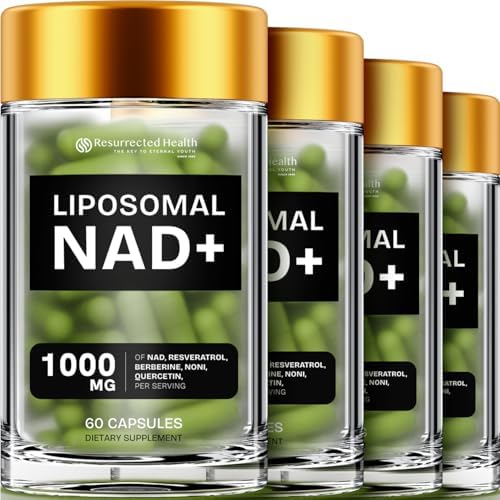 Liposomal NAD Supplement for Women w/Noni | 5-in-1 NAD Resveratrol Supplement w/Berberine & Quercetin | Pure NMN Powder Alternative | Supports Anti Aging & NAD+ Levels | 240 caps - 4 Packs