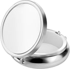WLLHYF Pill Box Cute Small Pill Box for Purse & Pocket Medicine Organizer Travel Pillbox Waterproof Pill Case Metal Pill Container Holder for Vitamins, Fish Oil, Supplements(Silver)