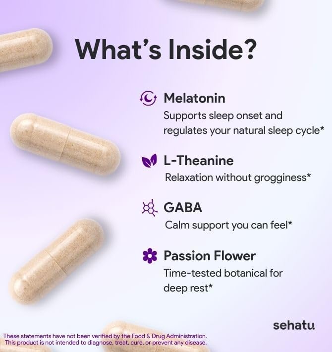 Sleep Plus Supplement | with Melatonin, GABA, Ashwagandha, 5-HTP | for Men and Women Seeking a Healthy Sleep-Wake Schedule and A Relaxed Mood | 60 Count | 60 Day Supply