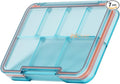 Small Pill Organizer, Waterproof & Portable Pill Case for Daily Travel - Adjustable 7 Compartments Compact Medicine Holder for Vitamins, Pills, Perfect for Purse or Pocket (Blue)