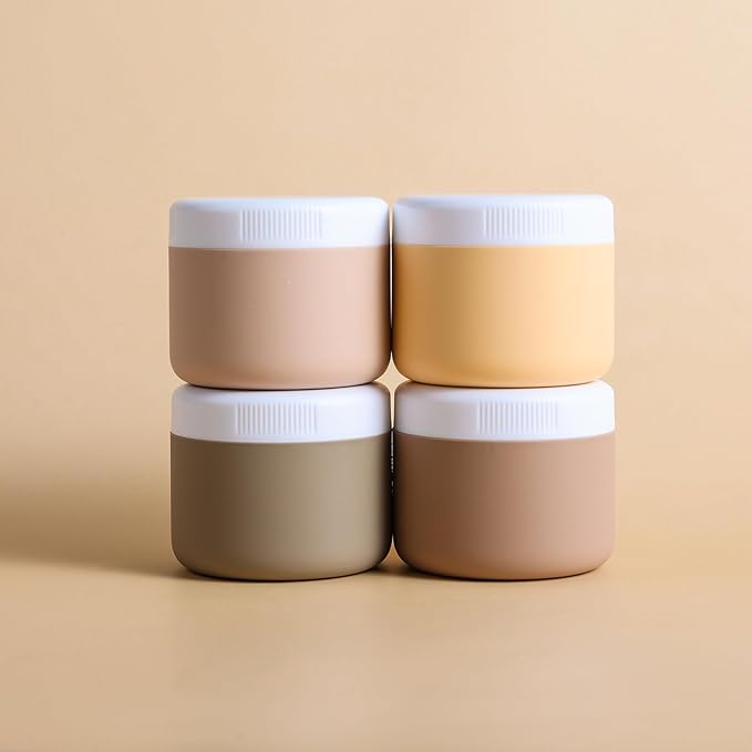 kuangre Travel Containers for Toiletries, Silicone Cream Jars BPA-Free, Leak-proof 1.35oz Travel Size Containers, Portable Size Silicone Jars with Lid for Cosmetic Face Hand Body Cream (4 Pack)
