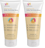 vH essentials Daily Feminine Wash - Fragrance Free, Hypoallergenic with Tea Tree Oil & Prebiotic - For Ph Balance, Intimate Odor Block, Vaginal Health - Gentle Formula Body Care - 6 Fl Oz (Pack of 2)