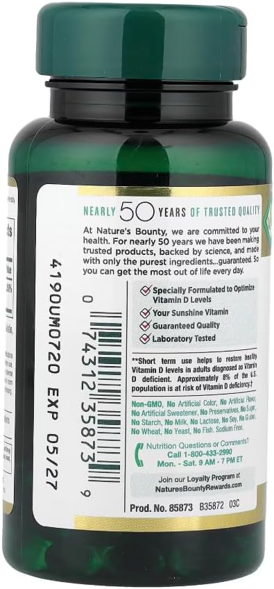 Nature's Bounty, Ultra Strength D3-10,000 IU, 72 Softgels (2pack)