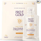 ProT Gold Liquid Collagen Protein Shot, 17g Clear Protein Nano-Hydrolyzed Grass Fed Collagen, 2g Arginine for Wound Support, Gluten Free, Sugar Free, 0g Carbs, Orange Creme, 1 fl oz, 24 Pack