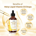 Heivy Liquid Vitamin D Drops 4000 IU (100 mcg), Vitamin D3 for Bone Health Support, Pineapple Flavor Vegan VIT D3 Drops, Made in USA, 60 Servings 2 Fl Oz (60ml)