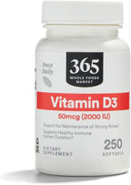 365 by Whole Foods Market, Vitamin D3 2000 IU, 250 ct