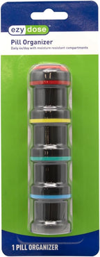 EZY DOSE Stackable Weekly (4-Day) Pill Organizer, Detachable Multiday Medication & Vitamin Organizer Box with Color-Coded Compartments, Portable Daily Planner Case for Home and Travel, 5.5" Tall