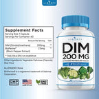 DIM Supplement 200mg - DIM Diindolylmethane Plus BioPerine - Estrogen Balance, Hormone Menopause Relief, Acne Treatment, Vegan - 120 Count