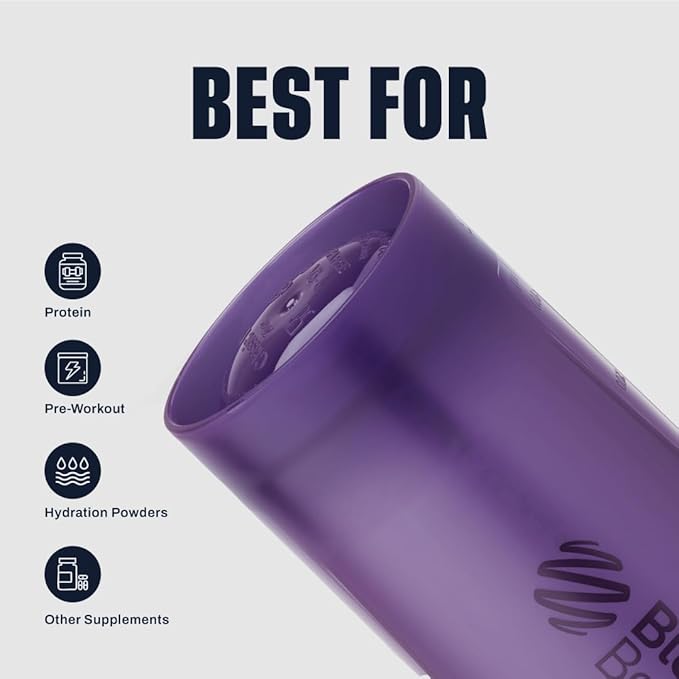 BlenderBottle Classic V2 Shaker Bottle Perfect for Protein Shakes and Pre Workout, 20oz, Full Color Purple
