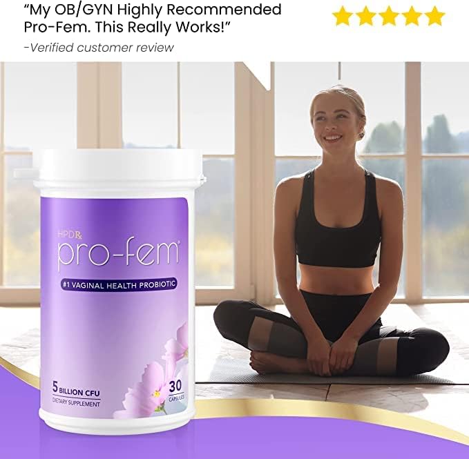 HPD Rx Pro-Fem #1 Vaginal Health Probiotic | Vaginal Probiotics | Clinically Proven to Promote Yeast & PH Balance, Urinary Tract Health | Feminine Probiotics | Works in 7 Days | 30 Capsules | 6-Pack