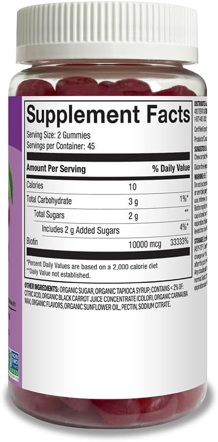 Amazon Basics Biotin 10,000mcg Gummy, 90 Count