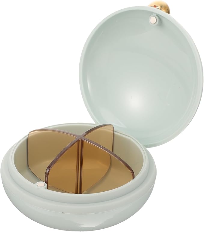 ULTECHNOVO Portable Pill Organizer Case with 4 Sealed Compartments Compact Travel Pill Box for Medication and Small Jewelry Lightweight 3.42X3.30X1.73In Leak Resistant and Light Proof