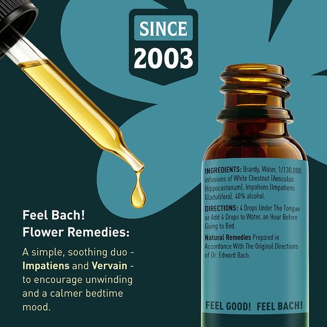 Feel Bach! Sweet Dreams #1 Remedy - Natural Homeopathic Flower Essences for Racing Thoughts, Emotional Fatigue, Promotes Deep Sleep, Vegan, Gluten & Sugar-Free, Non-Habit Forming, 20ml (0.7 fl oz)