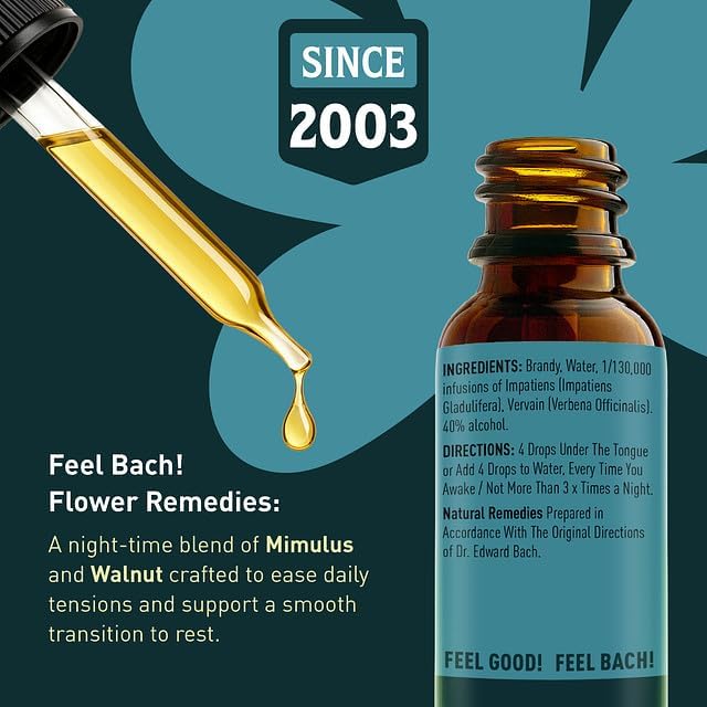 Feel Bach! Sweet Dreams #2 Remedy - Natural Homeopathic Flower Essences for Restful Sleep & Emotional Tension - Reduces Fatigue Vegan, Gluten & Sugar-Free, Non-Habit Forming, 20ml (0.7 fl oz)