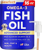 PAWFECTCHEW Fish Oil for Dogs - Natural Omega-3 - Skin & Coat Support - Liquid Food Supplement for Pets - Natural EPA + DHA Fatty Acids for Joints, Immune & Heart Health 16 fl oz