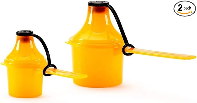 The Scoopie Supplement Container, To-Go Scoop, & Funnel System for Pre Workout Powder & Protein, Spill Proof Holder Dispenser, Gym & Shaker Bottle Travel Accessory, 2 Pack ORANGE (25cc 25mL 80cc 80mL)