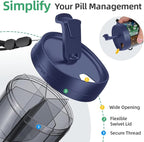 PULIV Portable Pill Dispenser Bottle, Vitamin Organizer with 7 Compartments, Holds Plenty of Supplements with Anti-Mixing & Wide Openings Design, Easy to Retrieve Meds, Includes 20 Labels Silver Gray