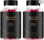 Black Girl Vitamins - Vitamin D3 Gummies, for Immune, Energy, and Bone Support, 2000IU (50mcg) Vitamin D per Serving, Gluten-Free Vitamin D Gummies, 60 Count (2-Pack)