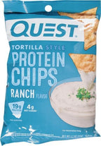 Quest Nutrition Protein Tortilla Chips, Ranch, 19g Protein, 4g Net Carbs, 140 Calories, Low Carb, Gluten Free, Soy Free, Potato Free, Baked, 1.2oz Bag, Single Sample